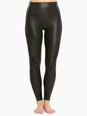 SPANX Womens 20136R Black Faux Leather MOTO Leggings Sz M Medium